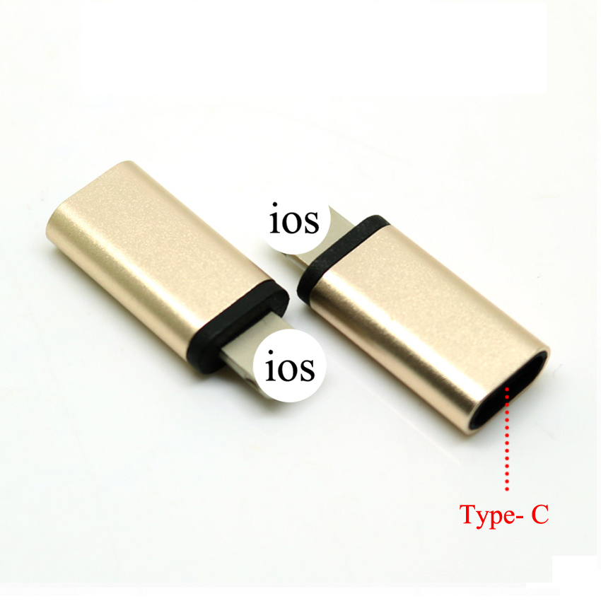 2 stuks Voor iPhone naar Micro USB/Type-C Lader Adapter Vrouw naar Man Converter Adapter voor iPhone 6 6s 7 8 Plus X 10 voor iPad: Type-C Gold