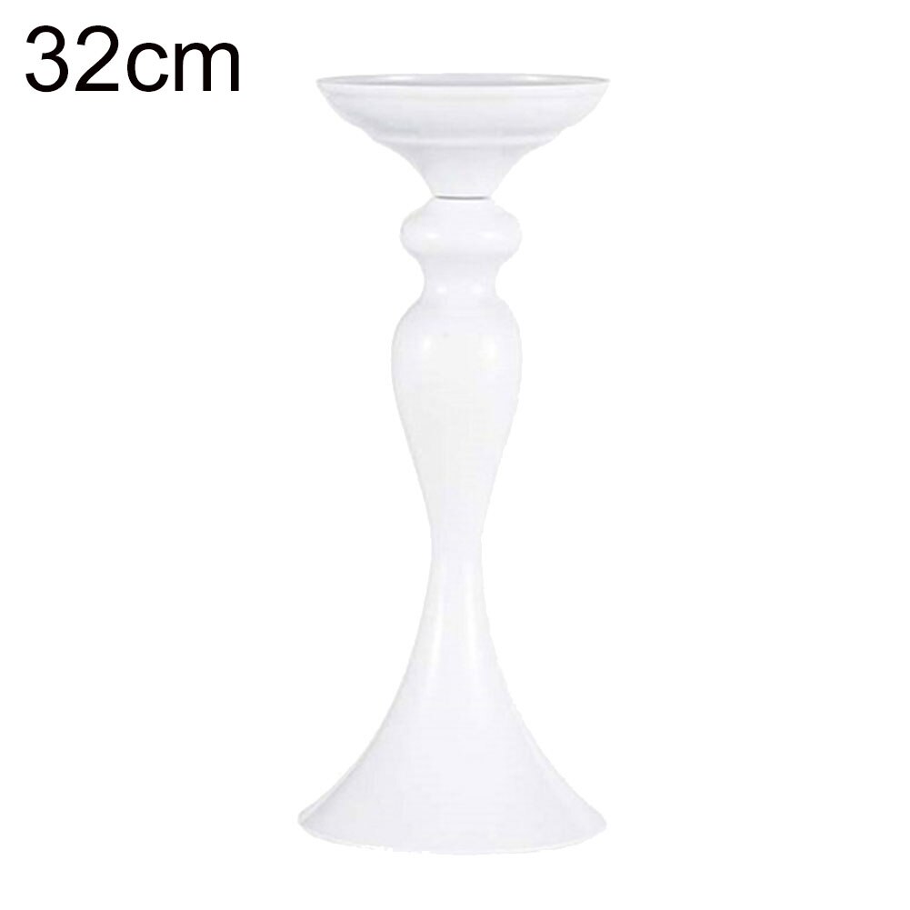 50/38/32cm Iron Candle Holder Candlestick Metal Candle Holders Flower Vase Candlestick Holder Table Centerpiece Flower Racks: 32cm 1pc White