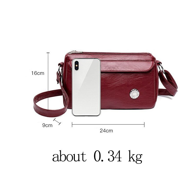 Famous Brand Casual Solid Color PU Leather Crossbody Bags for Women Ladies Shoulder Bag