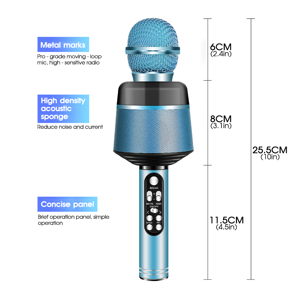 Draadloze Bluetooth Karaoke Microfoon Professionele Spreker Ktv Muziek Speler Zingen Recorder Handheld Condensator Microfoon Zingen