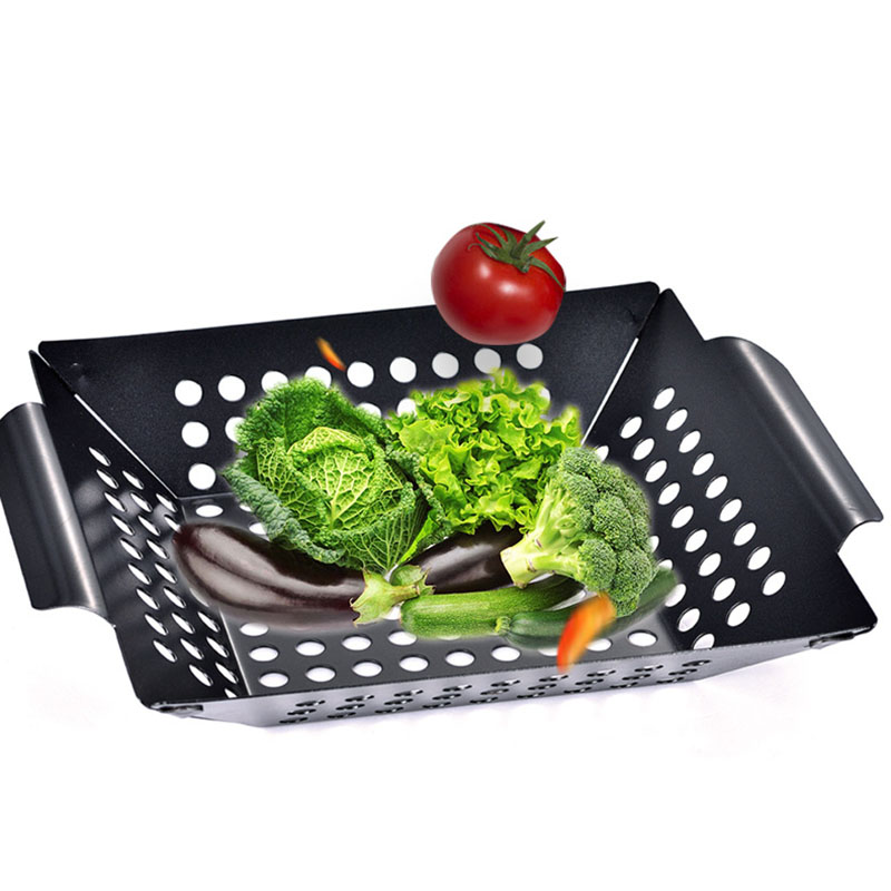 Non-stick Square Grill Pan Outdoor Stainless Steel Barbecue Grill Plate Vegetable Barbecue Basket Tray BBQ Tools Kitchen Gadgets