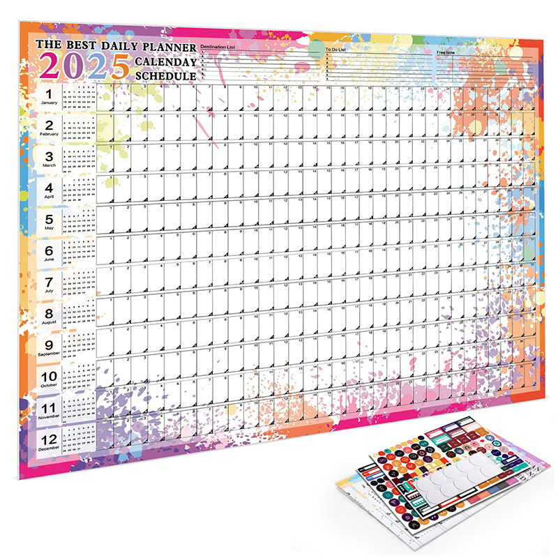 2025 2024 Kalender Planner Vel Grote Muur Kalender Kawaii Takenlijst Planner Doellijst Schema Organisator Kantoorbenodigdheden: YELLOW
