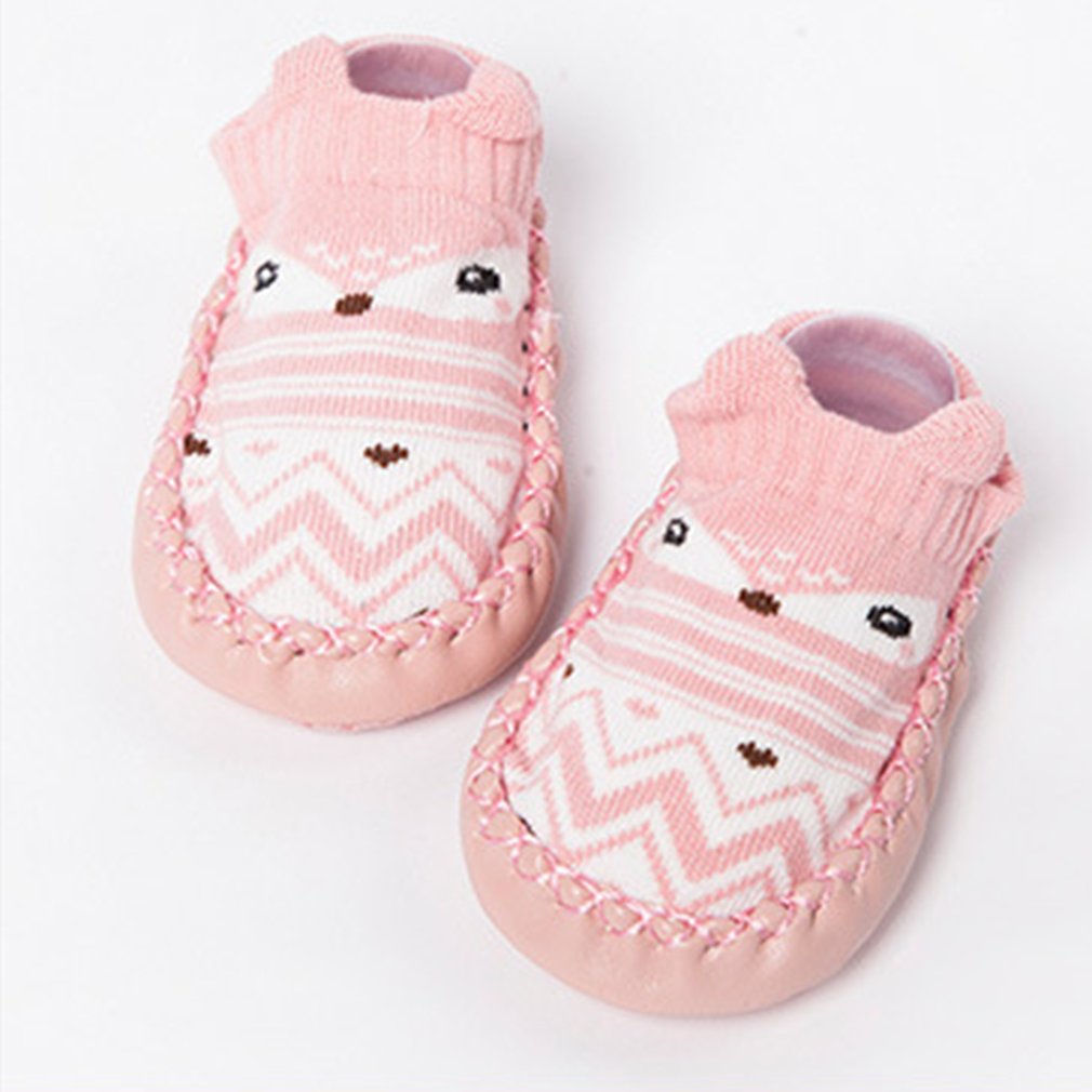 OUTAD Baby Socks Shoes With Rubber Soles Infant Sock Hotborn Autumn Winter Children Floor Socks Shoes Anti Slip Soft Sole Socks: Pink