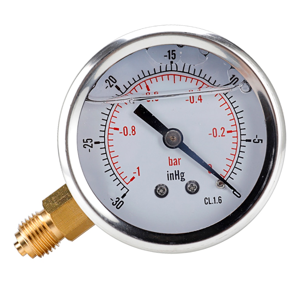 1/4bsp Radial Vacuum Air Pressure Meter High Precision Barometer -1-0bar,-30-0inhg Air Compressor Tester Water Pressure Meter