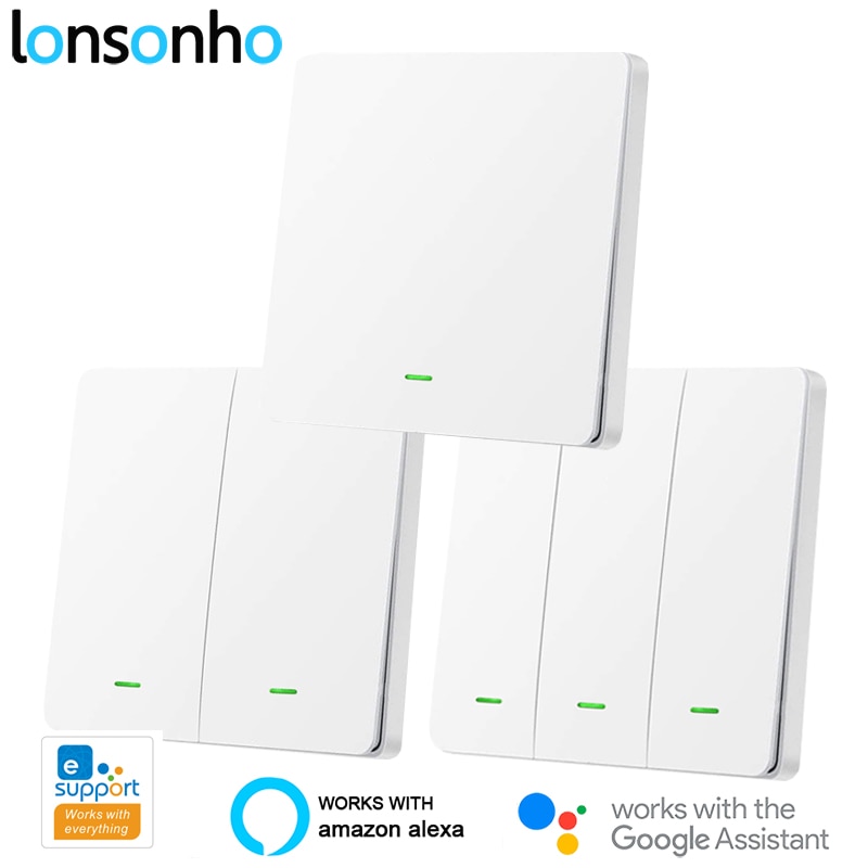 Lonsonho eWeLink WiFi Smart Switch RF433 UK Push Button Smart Home Automation Module Compatible Alexa Google Home Assistant
