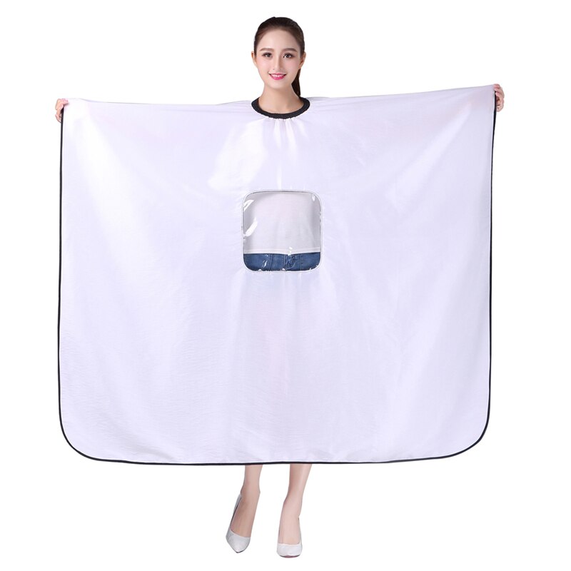 Salon Waterproof Haircut Cape With Visible Window Hair Dyeing Perming Styling Hairdresser Hairdressing Apron Cape: K081-White