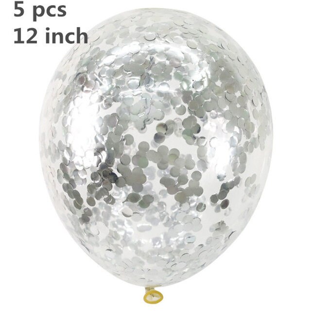 5 stk. 12 tommer konfetti latex ballon romantisk bryllupsdekoration helium luftkugler tillykke med fødselsdagsfest forsyninger: Sølv