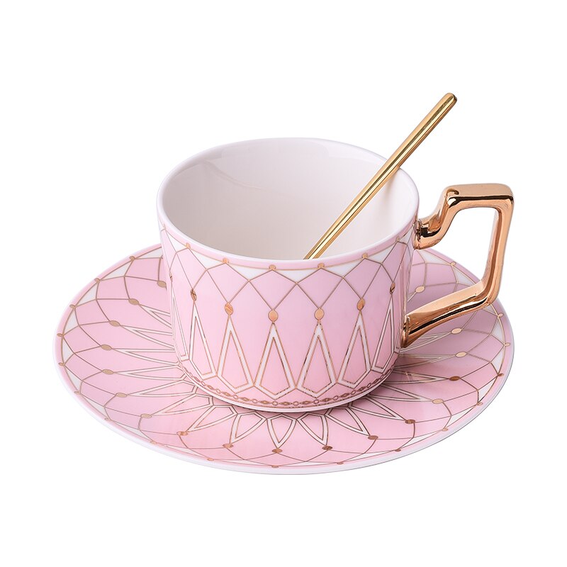 Tea Cup Saucers Bone China Teacups Coffee Cups Coffee Cup Saucers Set Mug Coaster Dish Set Office Tea Set Home Coffee Set: E Pink