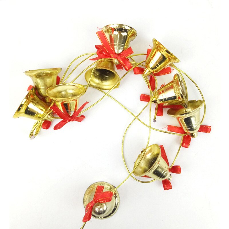 1.5M Kerst Decoratie Bel 4CM Tien Golden Bells Lange Strings Hanger Boog Party Home Bar Kerstboom Muur klok Charm: Default Title