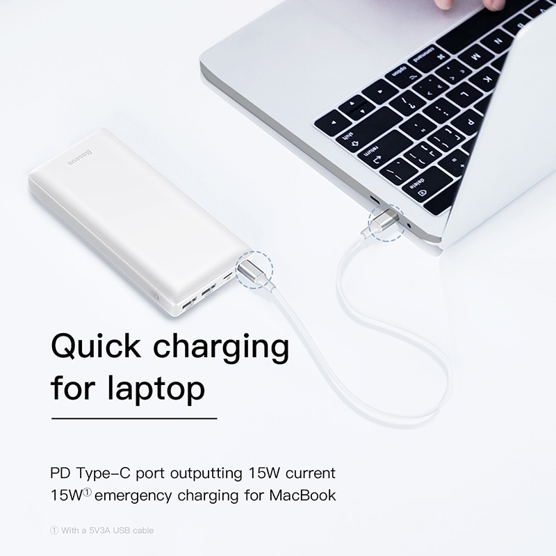Baseus-Banco de energía de 30000 mAh, cargador de batería externo portátil, USB C, 30000 mah, carga rápida para Xiaomi Mi, iPhone, Samsung