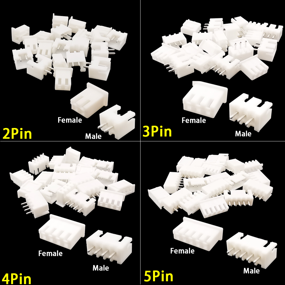 100 Stuks JST XH2.54 Mannelijke Vrouwelijke Materiaal Connector Leads Pin Header Behuizing 2/3/4/5 Pin terminal Plug Vrouwelijke Socket Plastic Schelpen