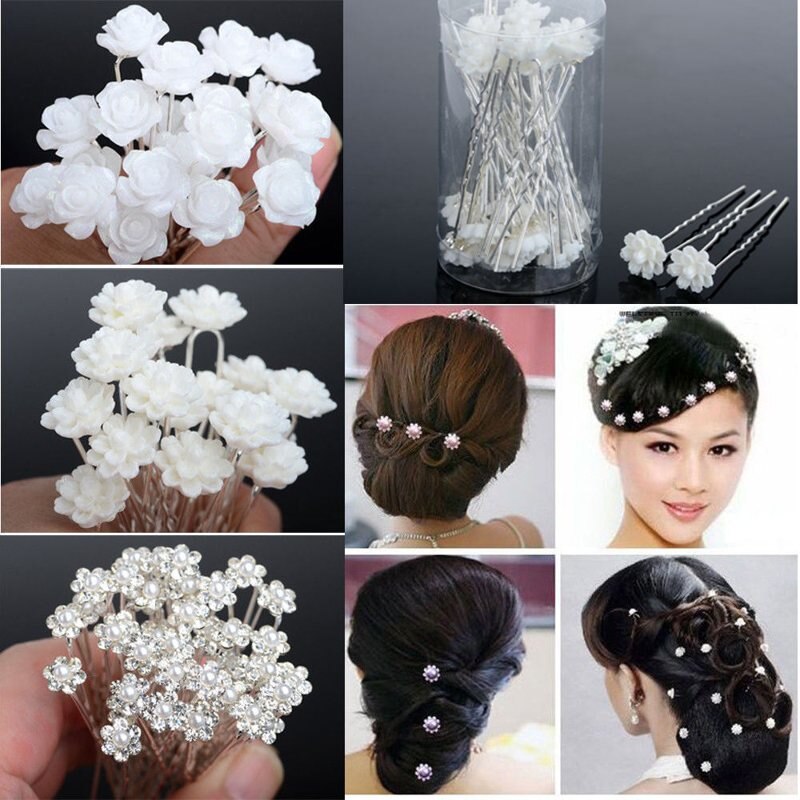 20/40 pièces de mariage mariée épingle à cheveux cristal fausse perle fleur brillant épingles à cheveux pinces à cheveux femmes bijoux Lots