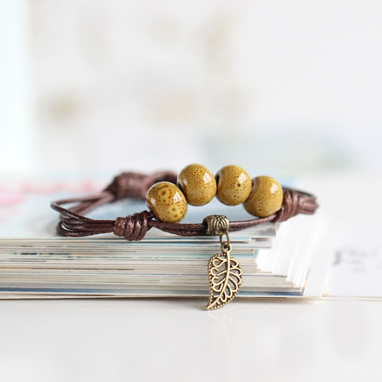 Pulsera de Cerámica con Cuentas - Cuentas Redondas - Estilo Vintage - Joyería para Mujer