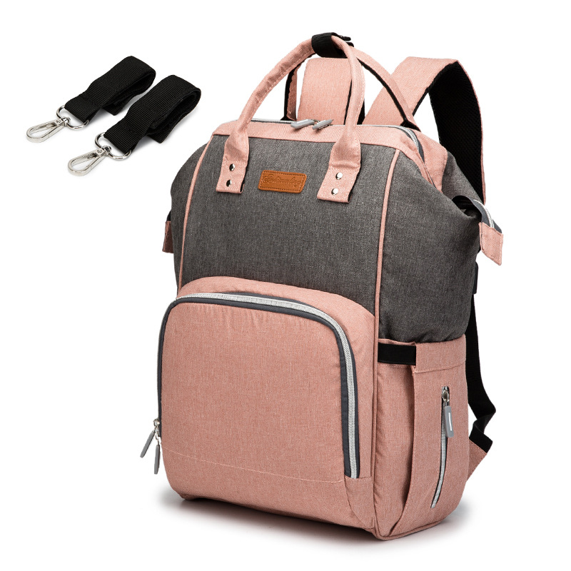 Luiertas Multifunctionele Grote Volume Mummie Rugzak Usb Ankommling Mother 'S Tas: Grey Pink