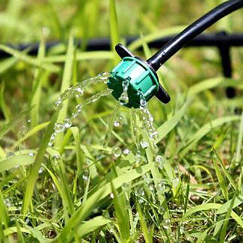 100-PACK-360 Degree Drip Irrigation Nozzle, Adjustable Flow Rate Suitable For 1/4 (4-7mm) Drip Irrigation Tube
