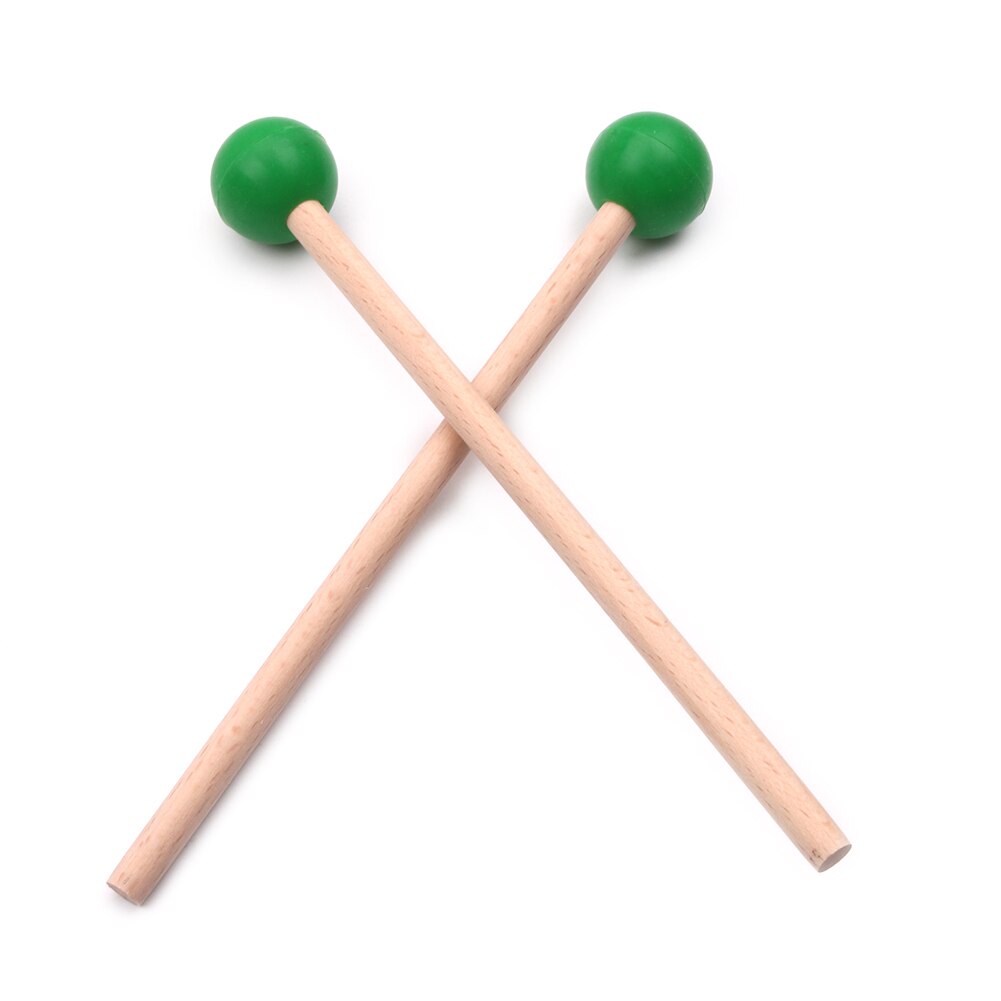 Lengua de acero para niños y adultos, 1 par, mazo de tambor, xilófono, Marimba, baquetas de madera, instrumento de percusión Musical para principiantes: Green