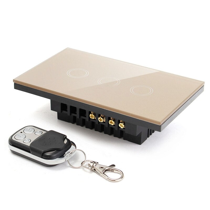 US Standard Remote Control Switch 3 Gangs 3 Way, Smart Wall Light Switch, Wireless Remote Control Touch Light Switch