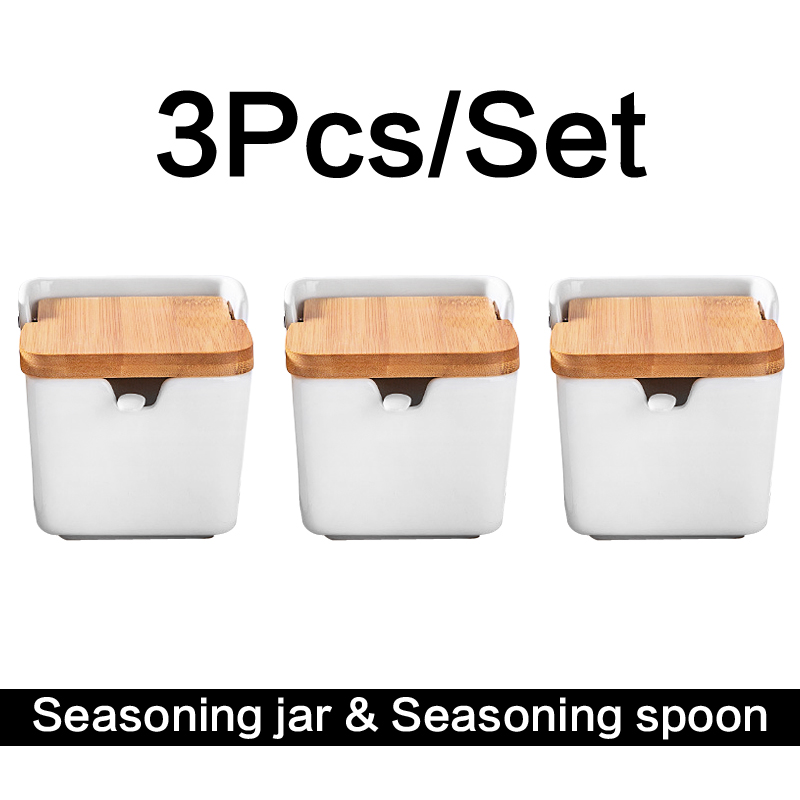 European ceramic flip seasoning jar cruet salt kitchen supplies seasoning box seasoning pot Container Condiment Jars: 3Pcs3