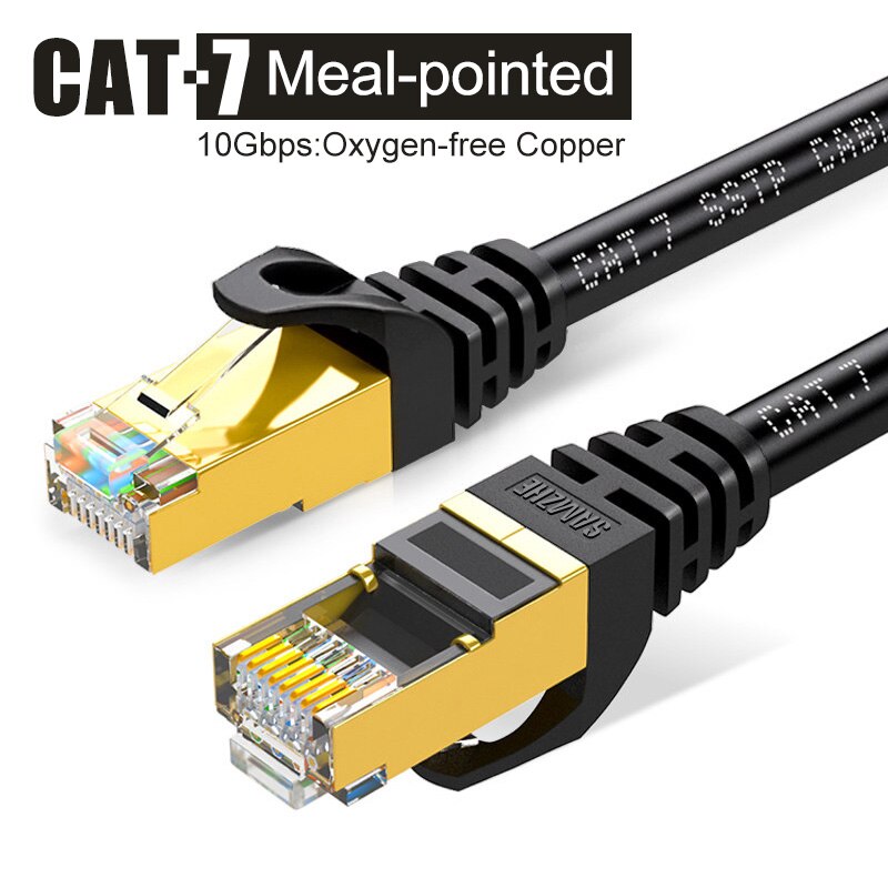 Samzhe Cat7 ftp Ethernet Patch Kabel Cat 7 Lan Kabel Standaard RJ45 Voor Computer Aansluiting 0.5/1/1.5/2/3/5/10/15/20/25/30/40/50M: Black / 0.5m