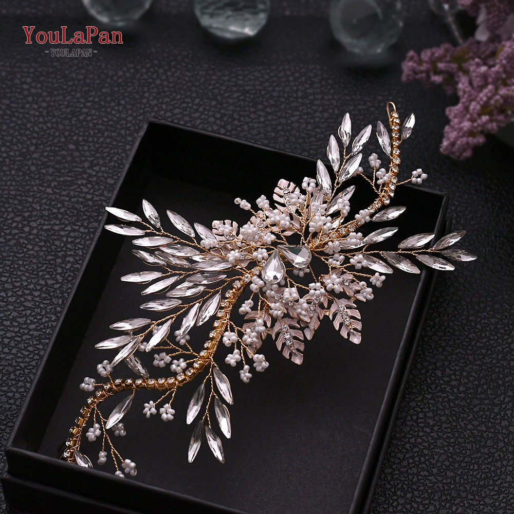 YouLaPan, accesorios para el cabello de boda, Tiara de diamantes de imitación, tocado de novia, corona para desfile, pinza para el cabello para mujer, horquilla nupcial para HP254: Zinc negro plateado