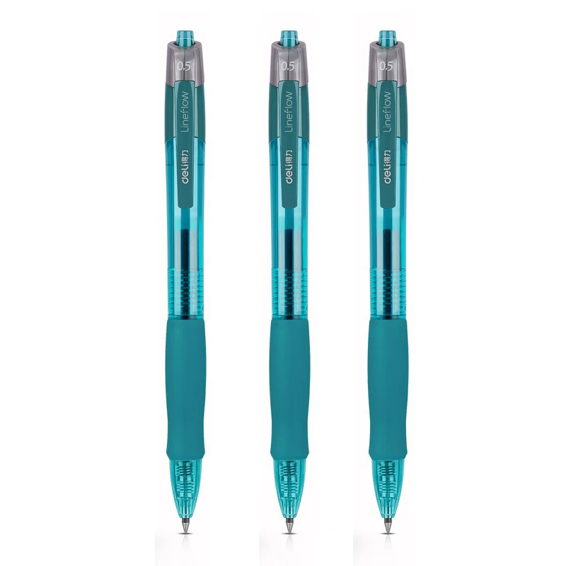 deli Retractable Ballpen Gel Pens 3Pcs Set Black Blue Ink 0.5mm Ballpoint Replaceable Refills Office School Supplies Stationery: Burgundy