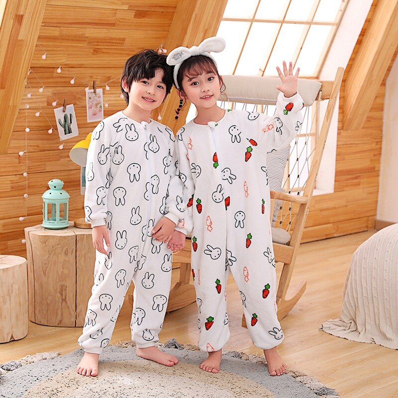 Kids Flanellen Jongens Meisjes Coral Fleece Pyjama Nachtkleding Baby Jongen Winter Pyjama Warm Tuinbroek Nachtjapon Voor 2 3 4 5 Jaar