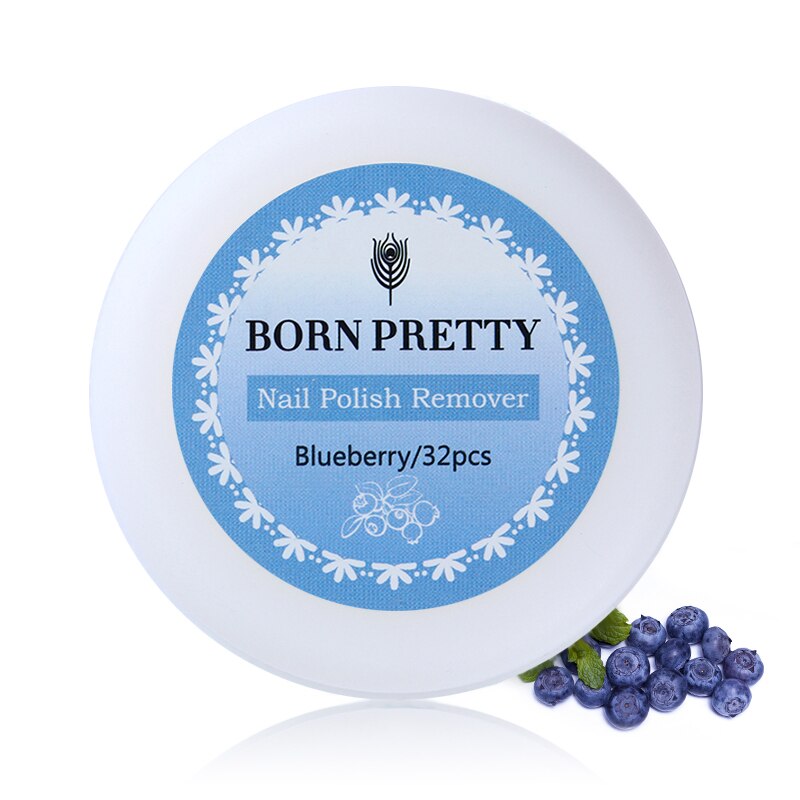 Geboren Pretty Professionele Nagellak Remover Pads Draagbare Vochtig Nat Papier Smaak Nail Art Varnish Snelle Remover Gereedschap 32 Stks/doos: Blueberry