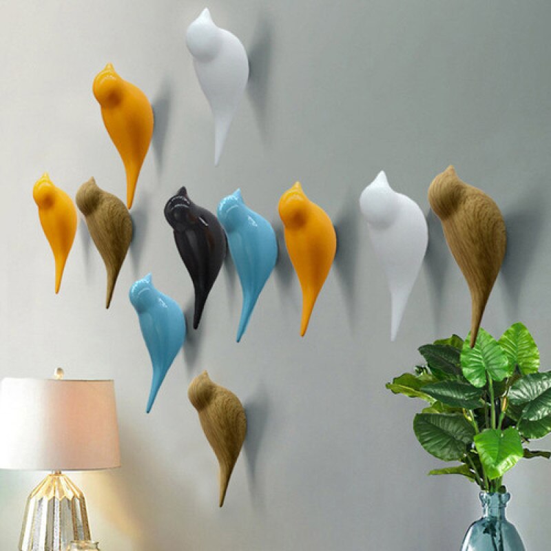 Wall Hooks Bird Decoration Resin Wood Grain Hooks Bedroom Door After The Animals Hooks 3D Coat Hook Single Wall Hanger