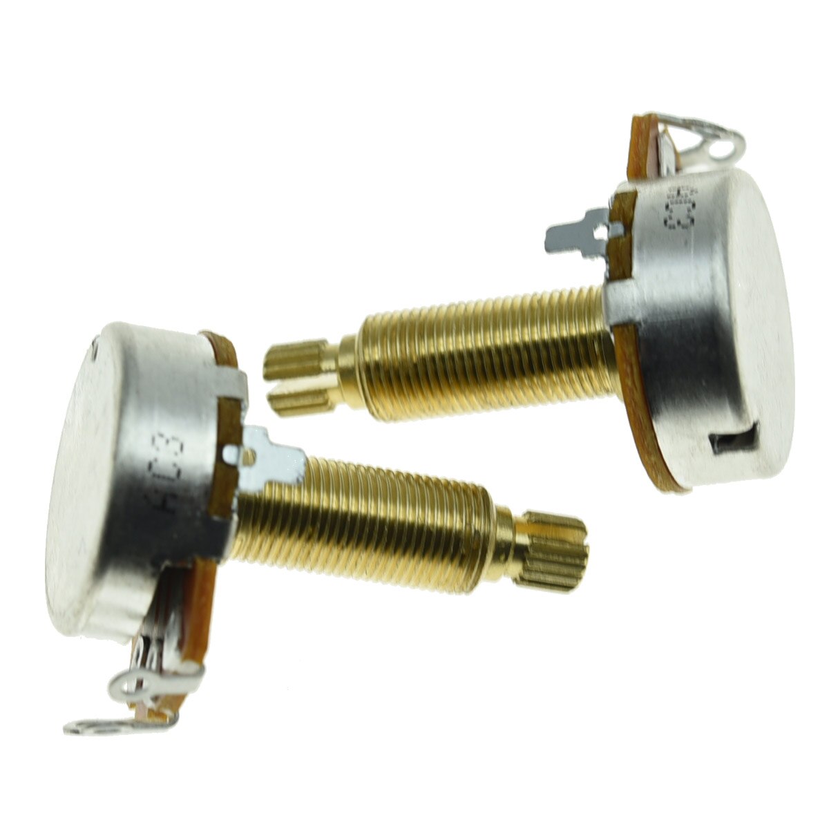 2-Pack Full Size Alpha Guitar Bass Pots Potentiometer with 29.5mm Brass Long Shaft Guitar Linear Pot B500K