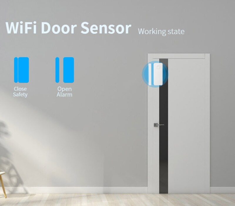 Smart Life WiFi Door Sensor Window Door Open/Closed Detectors Wifi Home Alarm Compatible With Alexa Google Home eWeLink APP