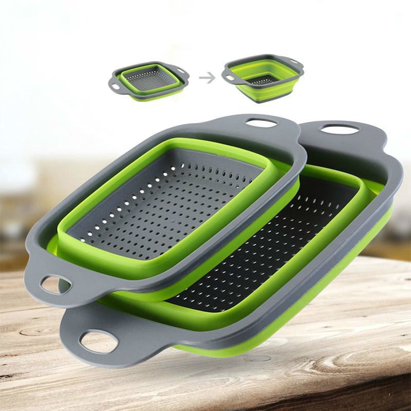 Panier de vidange pliable silicone lavage fruits évier carré égouttoir rond en plastique filtre tamis légumes vannerie YHJ120911