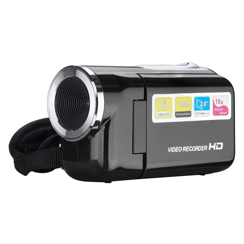 LED Flash caméscope vidéo HD 720 P appareil photo numérique de poche 4x Zoom numérique 2.0 pouces TFT LCD écran 40AP10: Black