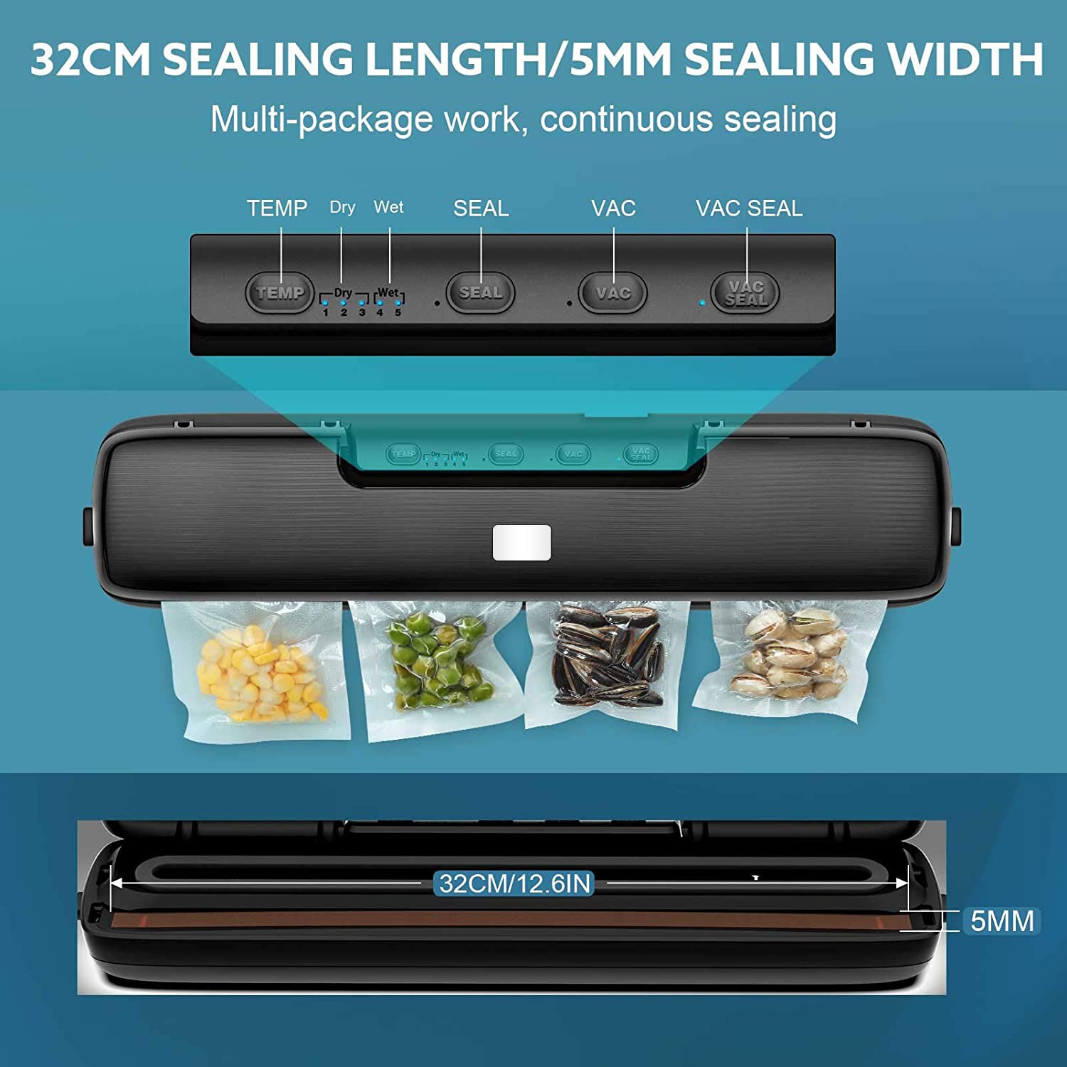 Yajiao ] Volledige Automatische Vacuüm Sealer Machine Droog & Vochtig Seal Modi Voedsel Sealer Machine Met 15 stuks Vacuüm Zakken