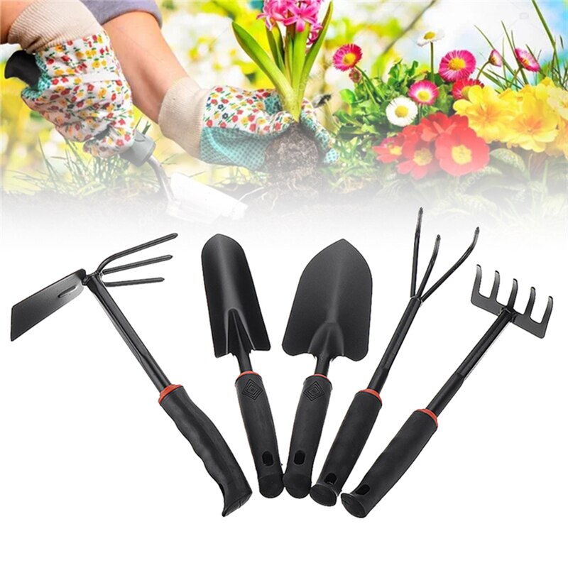 Durable Steel Hand Weeding Fork Transplanting Digging Tool Trowel Shovel Hoe 3/5 Pronged Rake for Garden Planting Hand Tool