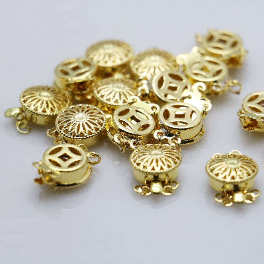 10PCS Fitting Accessory Snap 2Row Button Clasp Metal Accessory Silver-plate For Necklace Bracelet Machining Women Jewelry Making