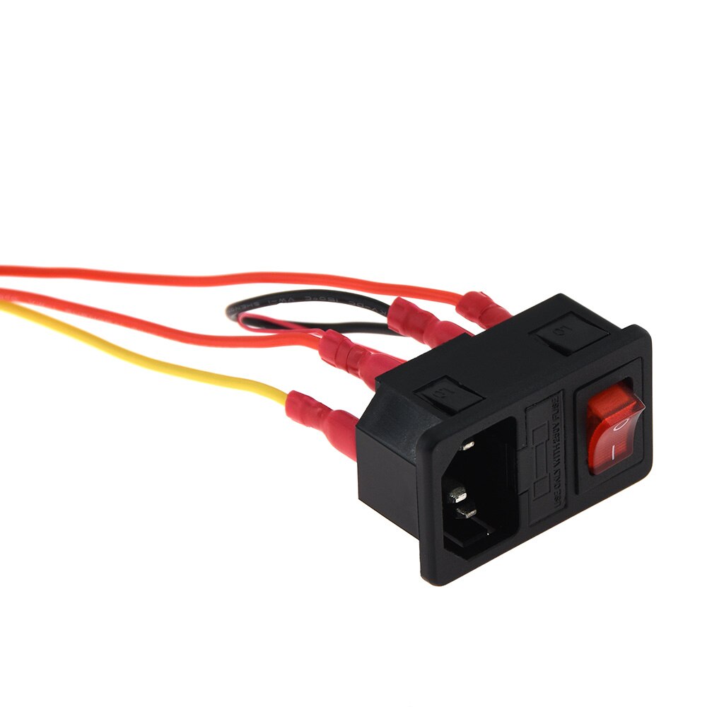 3D Printer Parts 220V/110V 6A Power Supply Switch Male Socket with Fuse for DIY Accessories: Square with line