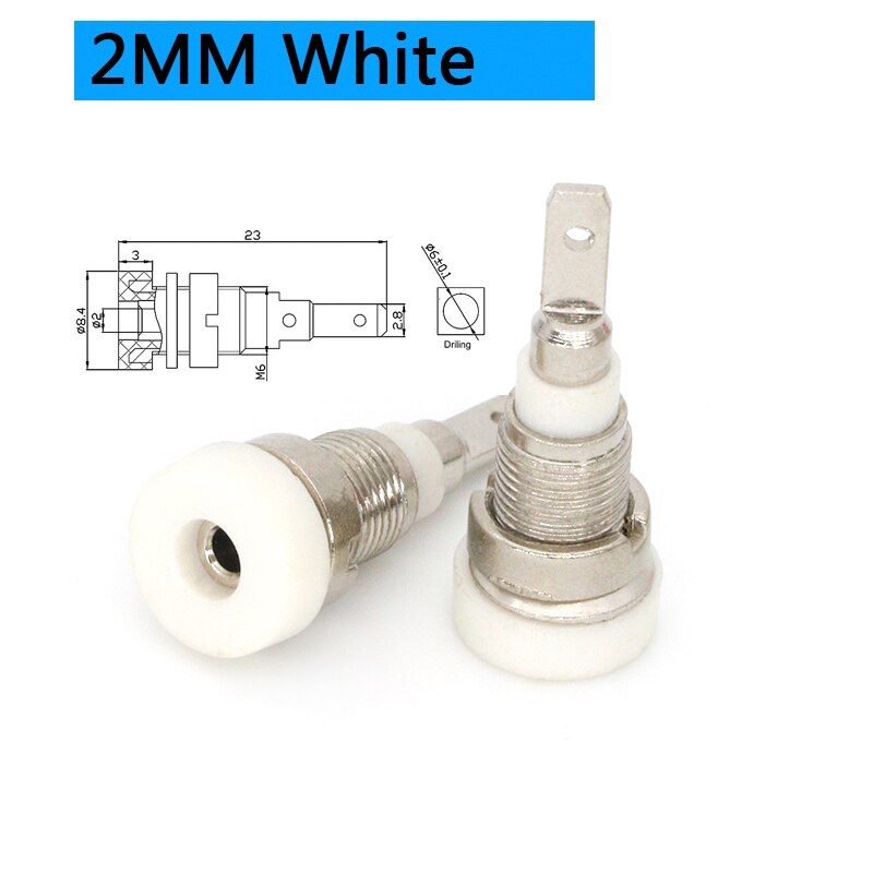 5Pcs Brass 2mm Banana Female Jack Chassis Panel Mount Socket Connector for Non-Shrouded Banana Plug: 2mm white