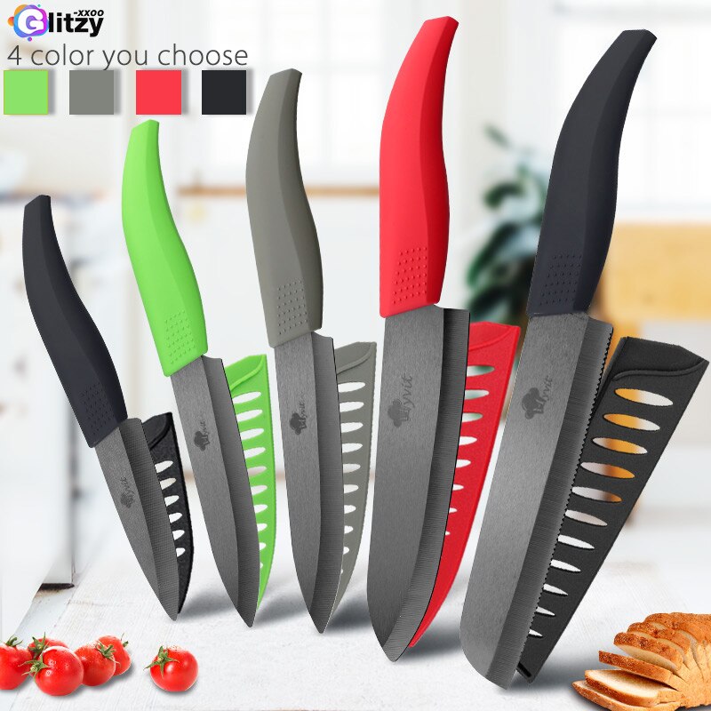 Ceramic Knife 6 5 4 3 inch Kitchen Chef Knives Zirconia Black Blade Utility Slicing Paring Fruit Vegetable Meat Cutter Tool