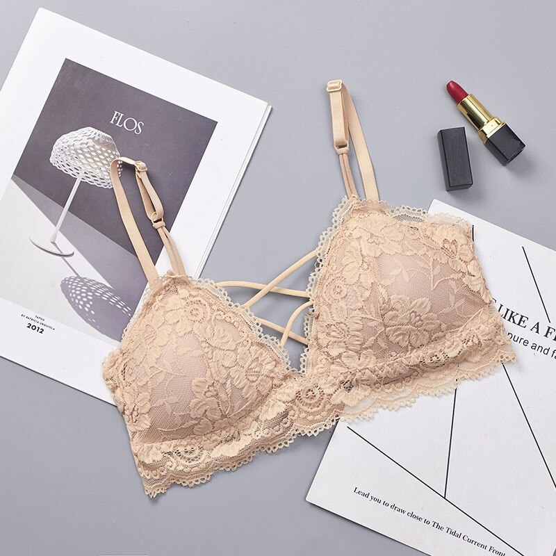 Adjusted Brassiere Lingerie Sexy Underwear Women Bandage Bra Thin Seamless Wire Free Lace Bralette Femme Breathable Bustier Top: B