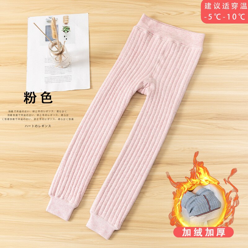 Leggings per ragazze pantaloni addensati per bambini pantaloni per bambini in cotone ragazze 10-12 anni abbigliamento pantaloni Capris collant termici per adolescenti: Colore rosa / L(9-12Years)