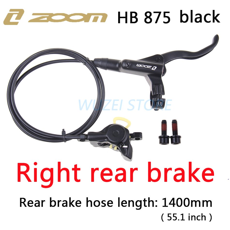 ZOOM-freno de HB-875 para bicicleta de montaña, frenos hidráulicos de 800/1400mm, juego de frenos de disco a presión de aceite para bicicleta de montaña, piezas para bicicleta delantera y trasera: Right rear black