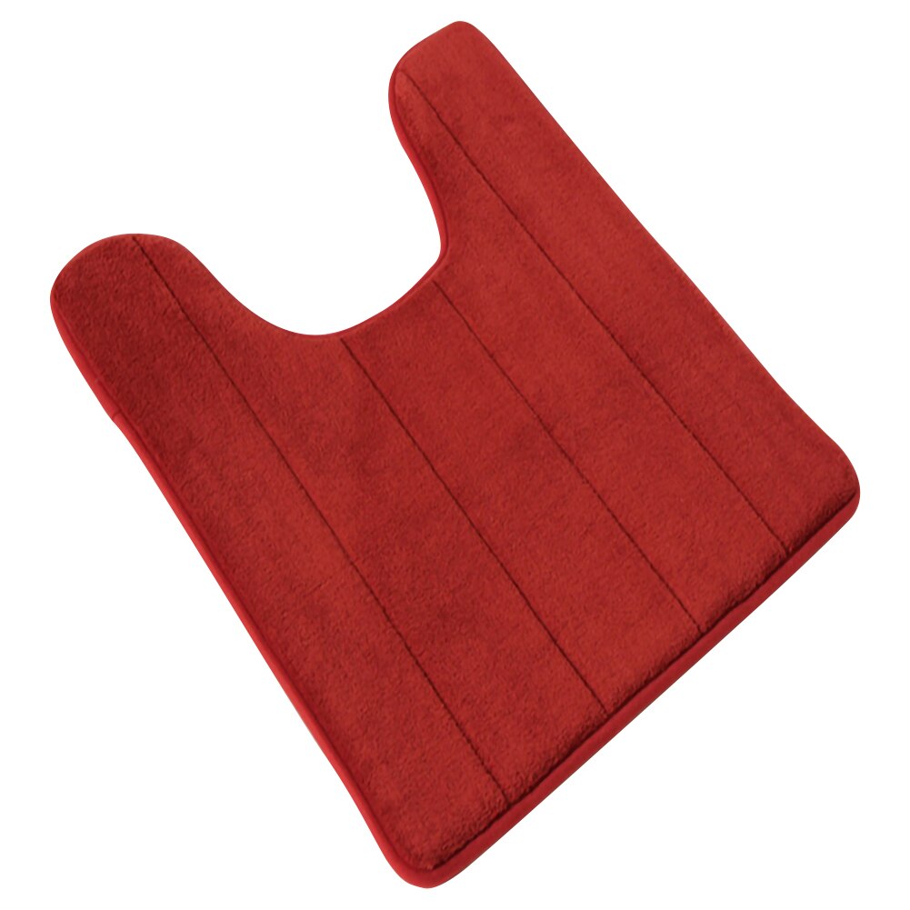 Bathroom U-shaped Floor Mat Toilet Mat PVC Bottom Anti Skid Water Absorbent Pad Toilet Supplies 20x24x0.5 Inch: Red