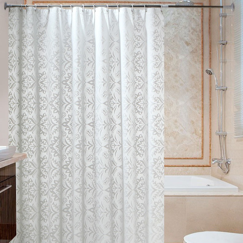 Rideau de douche blanc imprimé Floral, 200cm, pour salle de bain, tissu Pvea, luxe, Style romantique, imperméable, pour salle de bain