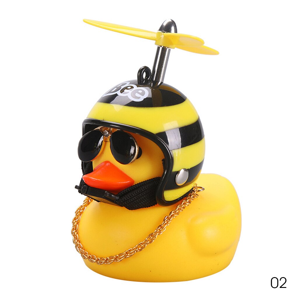 Populaire Kleine Gele Eend Auto Ornamenten Grappige Zonnebril Wind-Breaking Eend Met Propellor Helm Motor Paardrijden Fietsen Decoratie: Bee