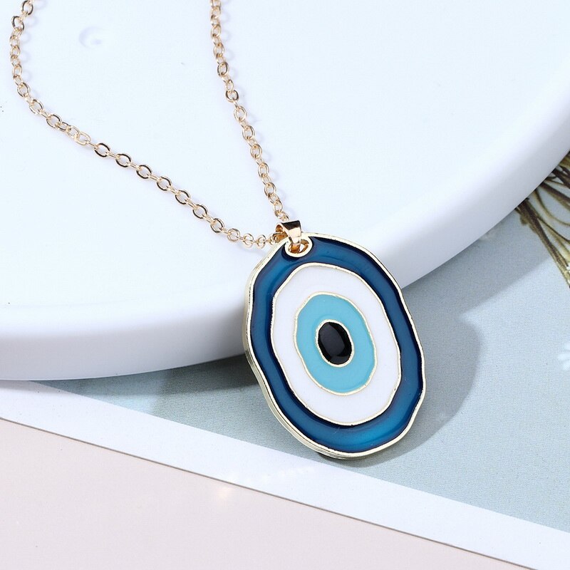 Simple Turkish Evil Eye Pendant Necklace For Women Colorful Enamel Lucky Eyes Choker Necklace Jewelry Trendy Clavicle Chain: Style 7