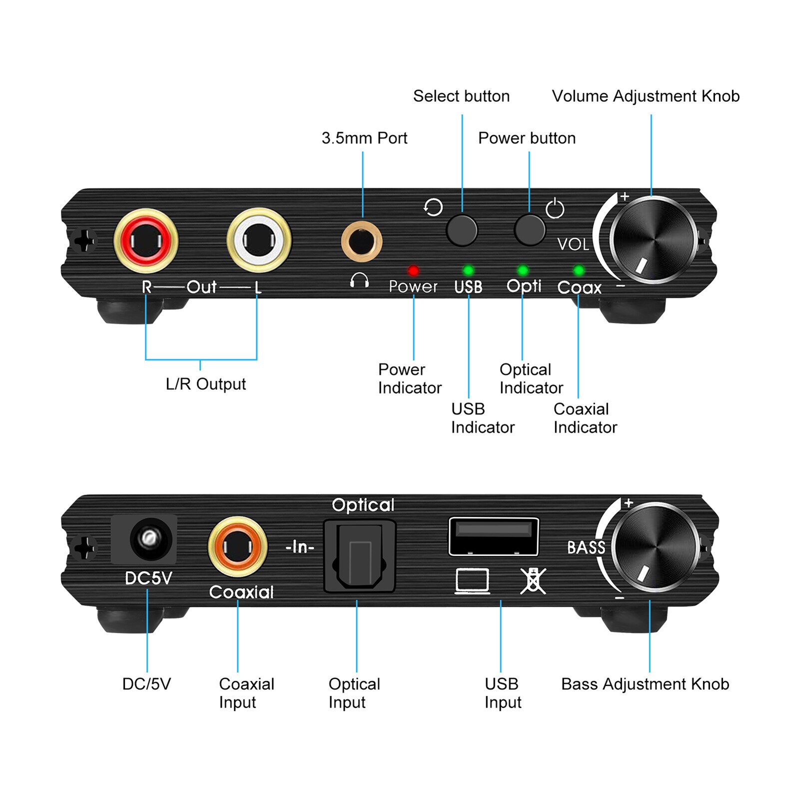 Digitale Audio Analoog Converter 192Khz 24Bit Dac Adapter Opticals Toslink Coaxiale Rca 3.5Mm Voor PS3 PS4 Tv usb Power Kabel