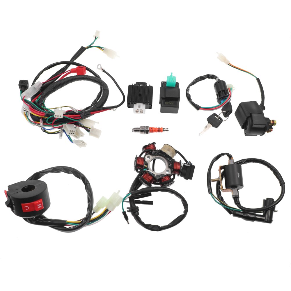 9 stk/sæt fuld komplet elektrisk ledningsnet cdi stator 6 spolestang tændingskontakt til motorcykel atv go kart 50cc 125cc