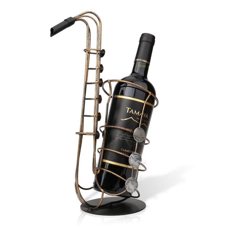 Metalen Saxofoon Wijnrek Wijnfles Houder Creatieve metalen decoratie voor thuis