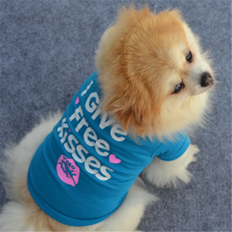 I Give Free Kisses Pattern Funny Dog Clothes for Labradors Summer Pet Clothes for Dogs Personality Puppy Clothes Pet Dog T Shirt