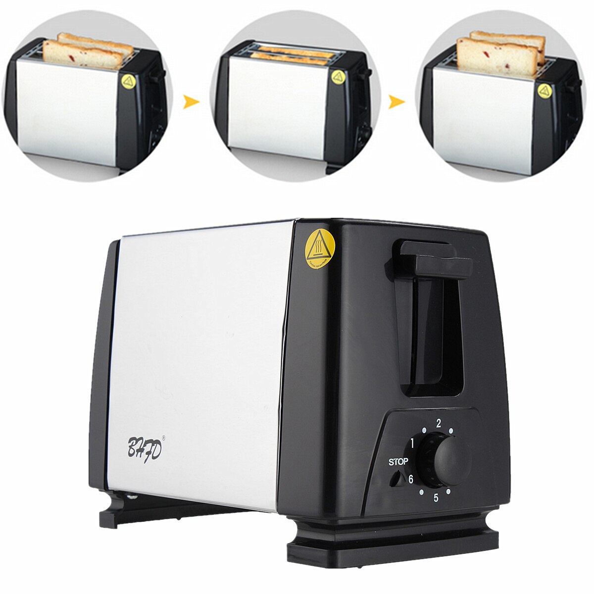 750W 2 Slice Toaster Maker Machine Household Automatic Fast Heating Electronic Bread Toaster Oven Toaster Sandwich Maker Grill